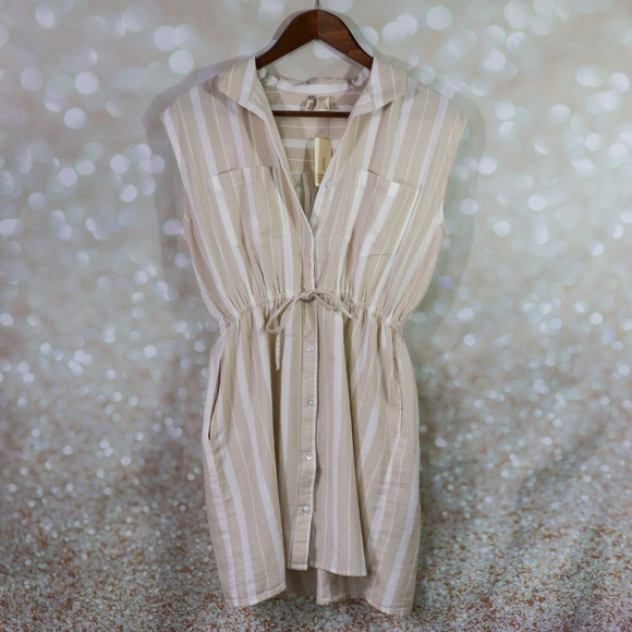 Japna Dresses & Skirts - Japna Sleeveless Pocketed striped dress - Size L